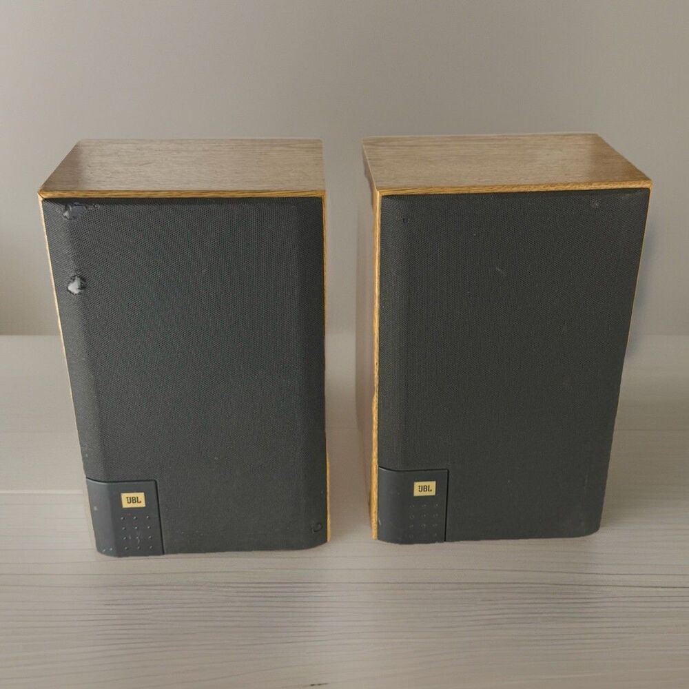 JBL J2050 Bookshelf Speakers Pair Vtg 2-Way 80W Titanium Made in USA TESTED Read